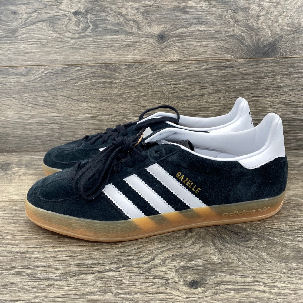 Adidas Gazelle Indoor Sneakers Mens 10 Black White Gum JI2060 Suede Terrace